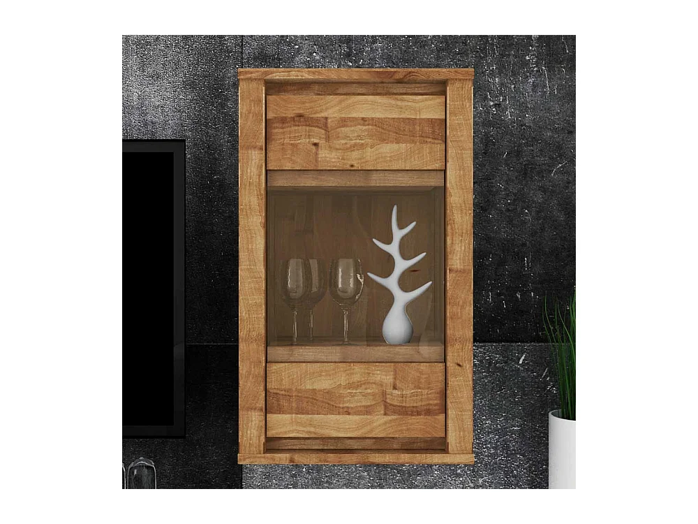 Wildeiche Wandvitrine massiv geölt 45 cm breit