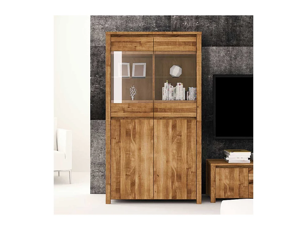 Wohnzimmervitrine aus Wildeiche Massivholz 100 cm