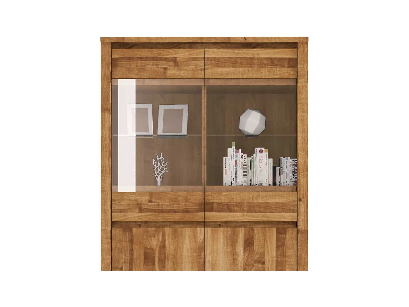 Wohnzimmervitrine aus Wildeiche Massivholz 100 cm