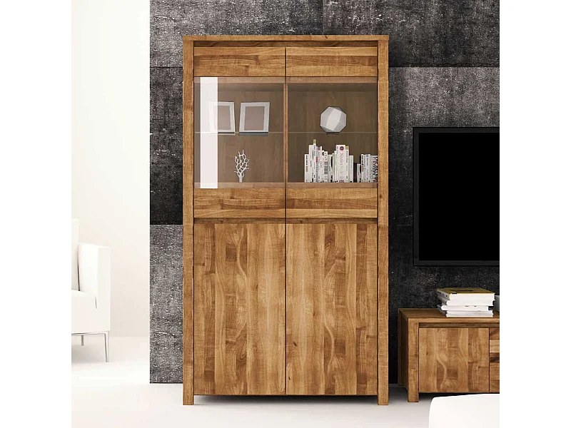 Wohnzimmervitrine aus Wildeiche Massivholz 100 cm