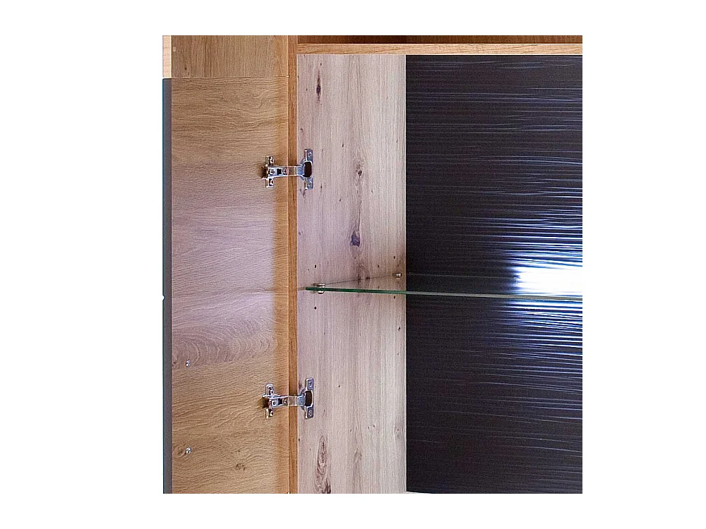 Standvitrine in Eichefarben und Anthrazit 70 cm breit