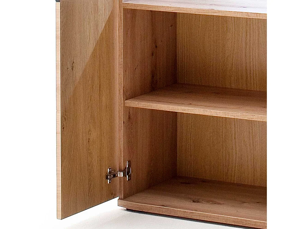 Standvitrine in Eichefarben und Anthrazit 70 cm breit