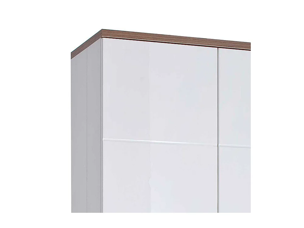 Standvitrine in Weiß hochglänzend und Eiche Dekor 70 cm breit