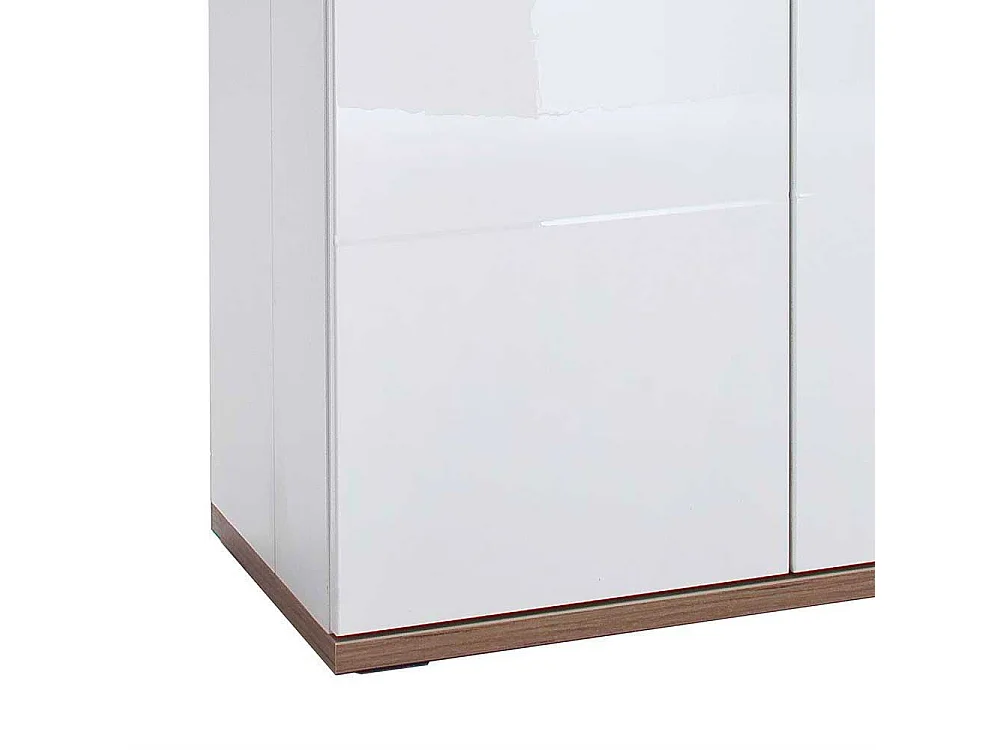 Standvitrine in Weiß hochglänzend und Eiche Dekor 70 cm breit