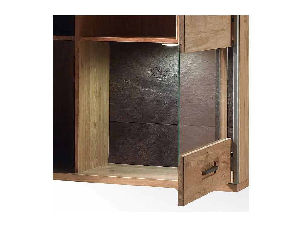 Wohnzimmer Hängevitrine mit Asteiche furniert 2 türig