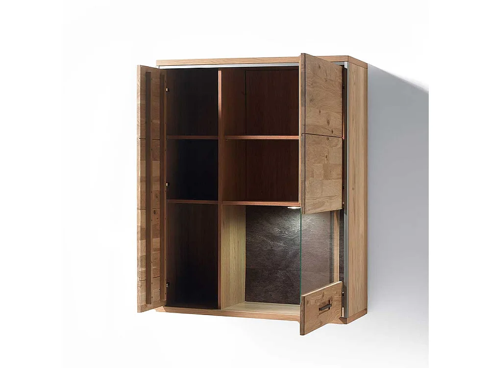 Wohnzimmer Hängevitrine mit Asteiche furniert 2 türig