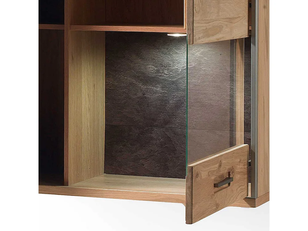 Wohnzimmer Hängevitrine mit Asteiche furniert 2 türig