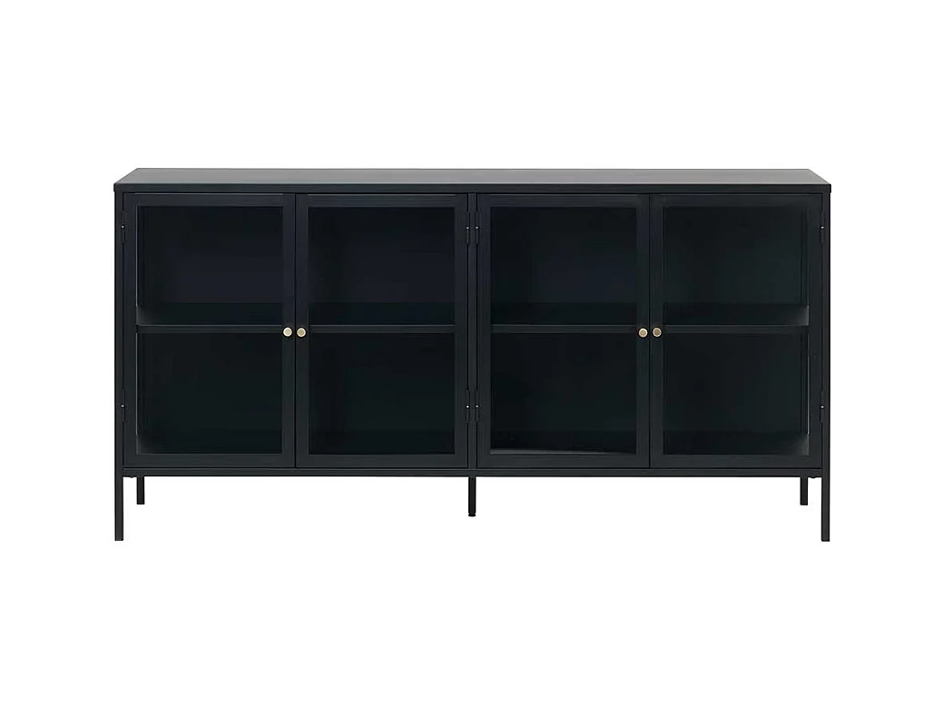 Wohnzimmervitrine in Schwarz 170 cm breit