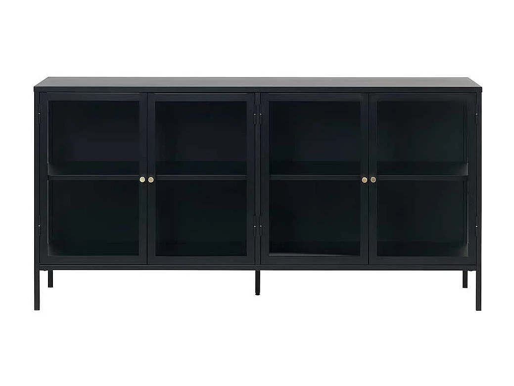 Wohnzimmervitrine in Schwarz 170 cm breit