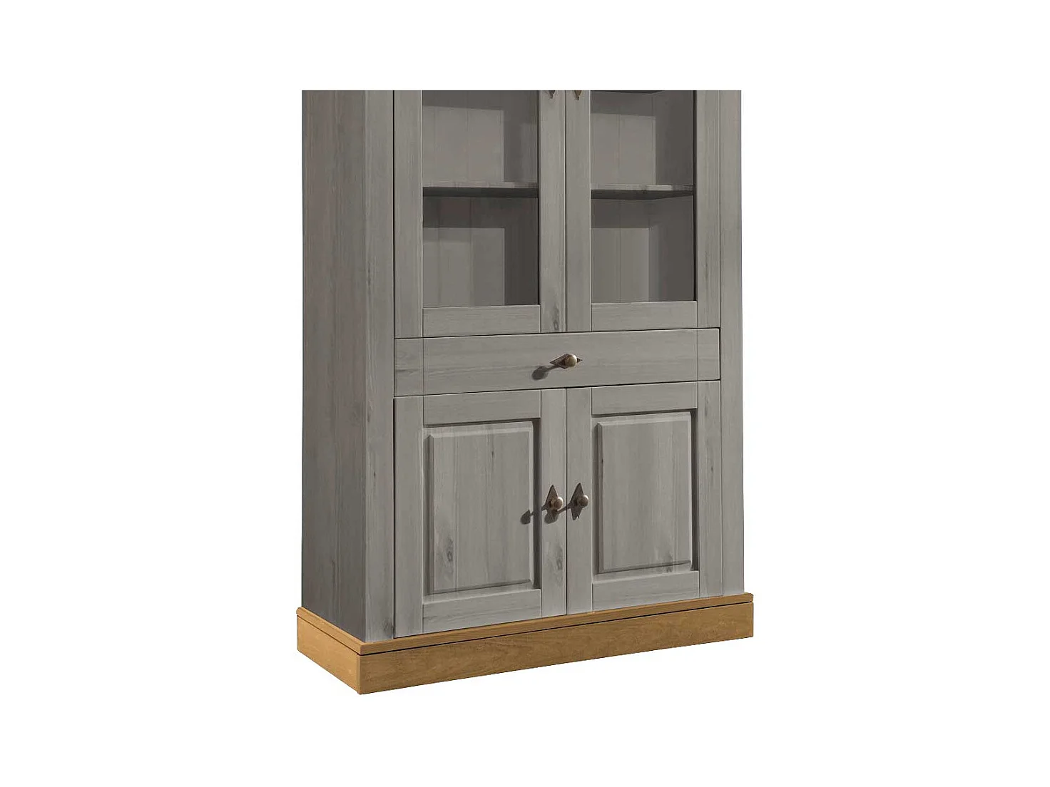 Standvitrine in Grau Kiefer teilmassiv