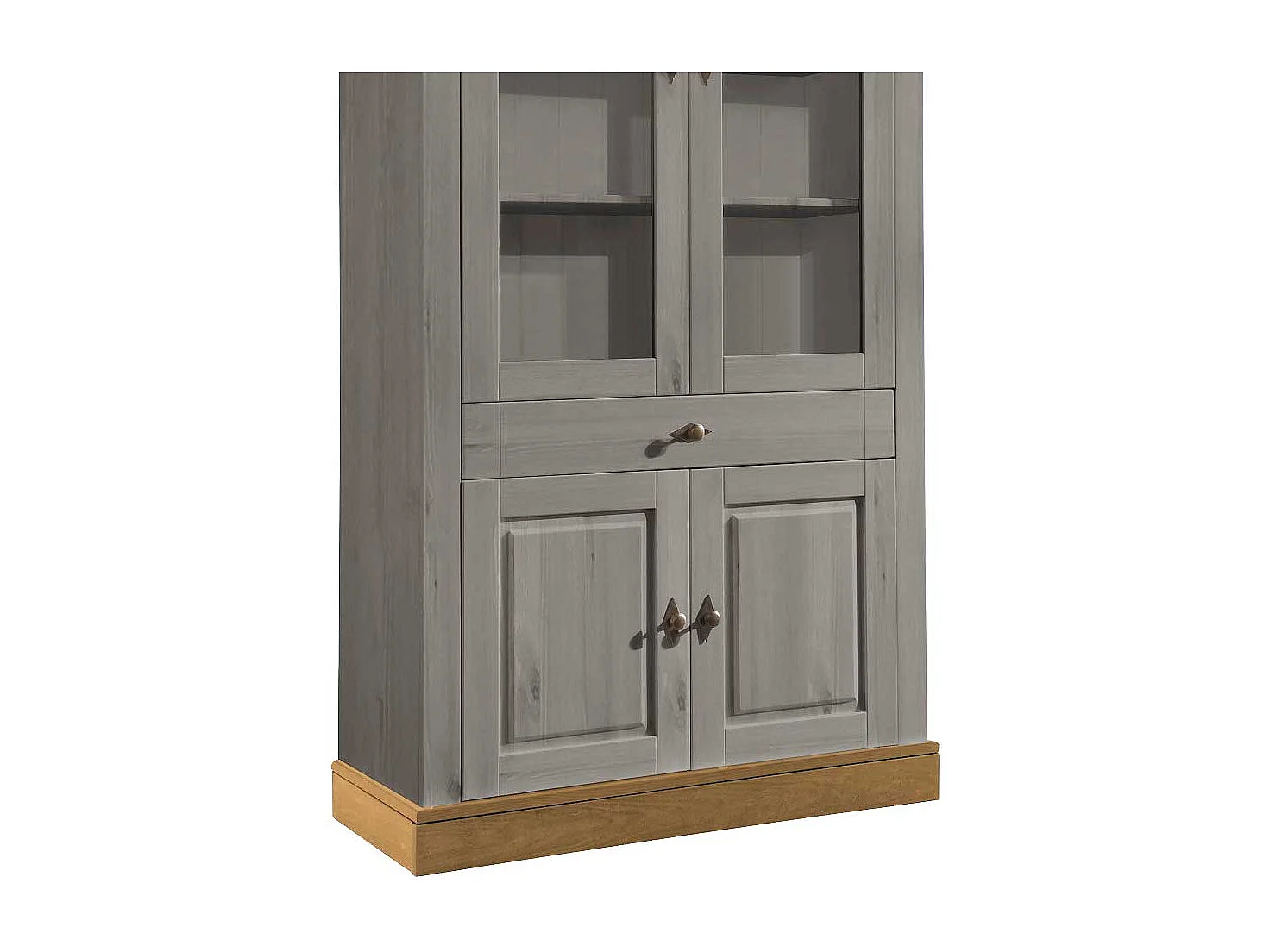 Standvitrine in Grau Kiefer teilmassiv
