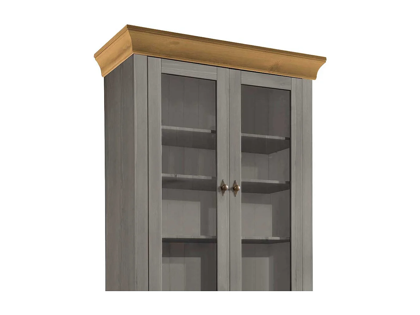 Standvitrine in Grau Kiefer teilmassiv