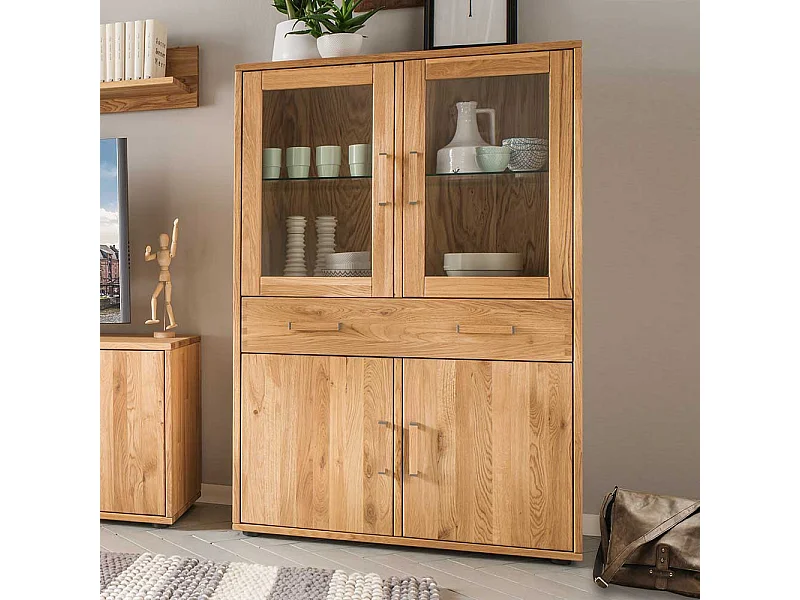 Wohnzimmervitrine aus Eiche Massivholz 90 cm breit