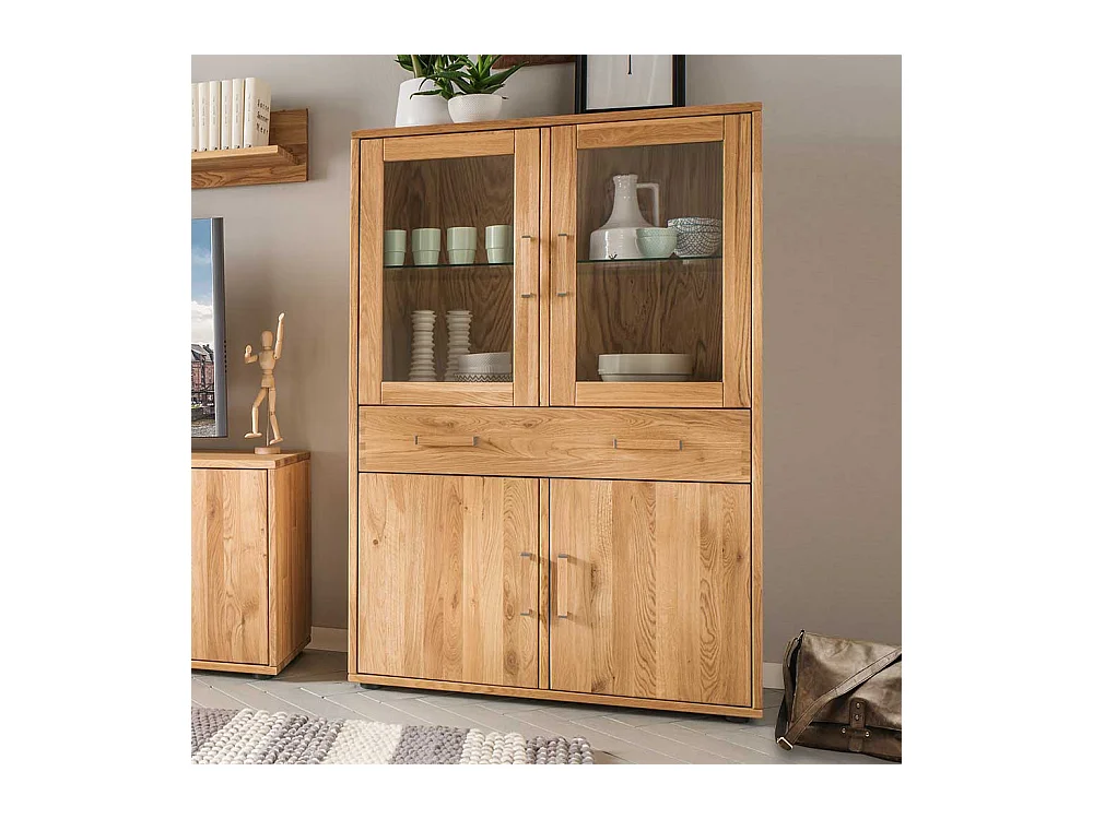 Wohnzimmervitrine aus Eiche Massivholz 90 cm breit