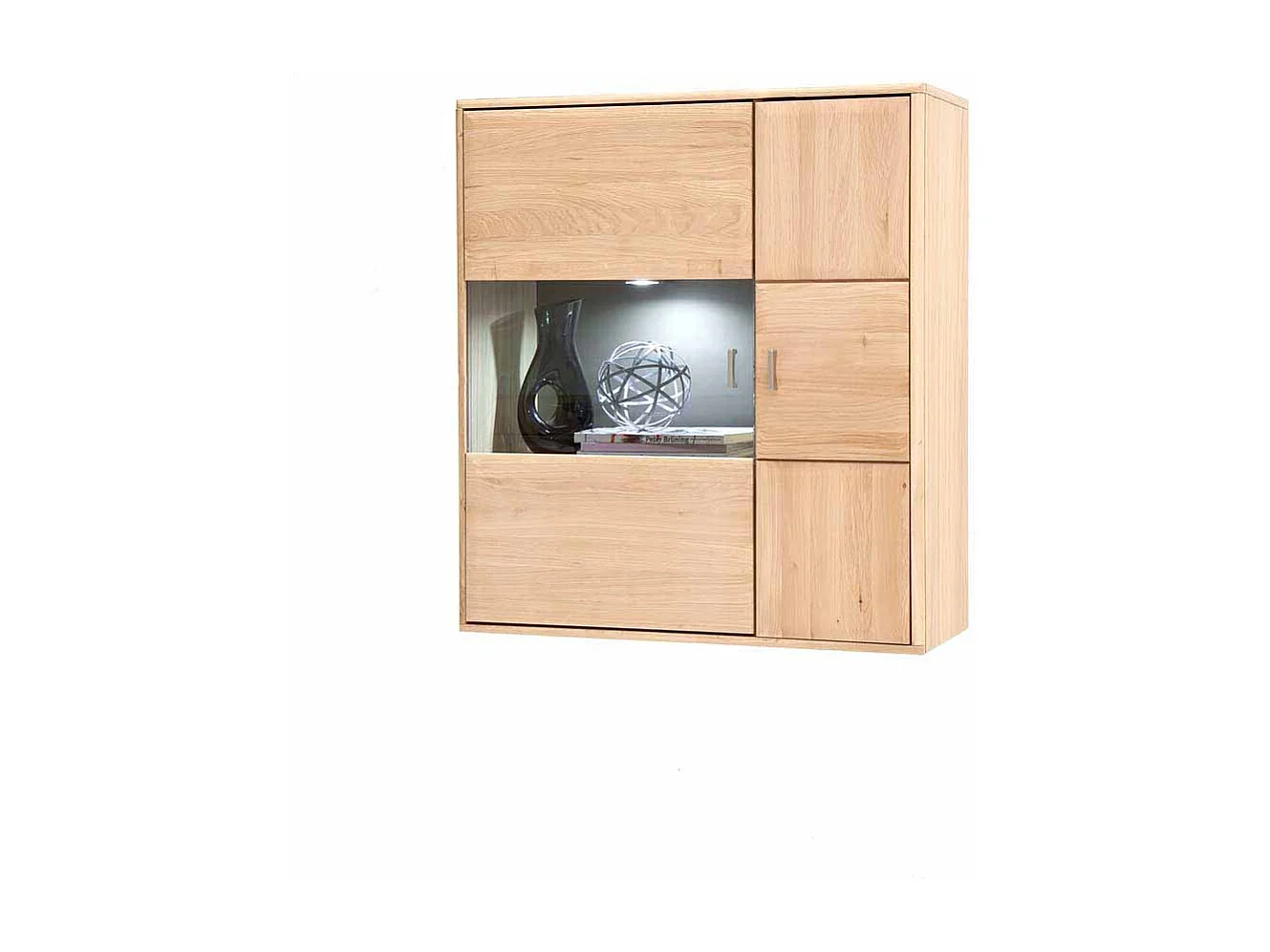 Wandvitrine aus Eiche Bianco LED Beleuchtung