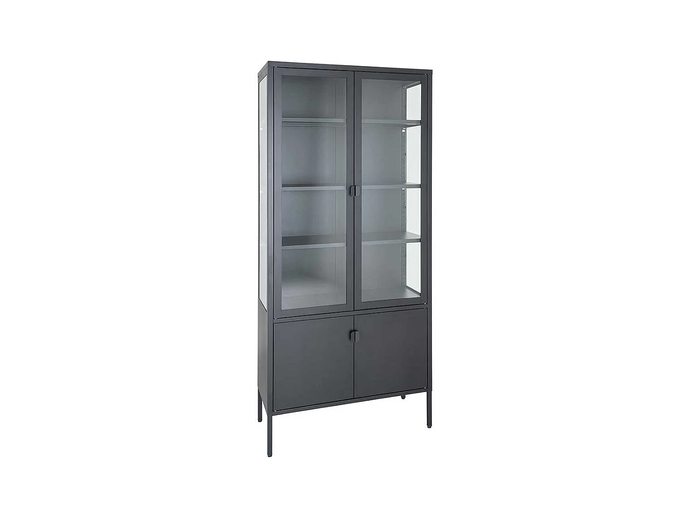 Wohnzimmervitrine Standvitrine aus Stahl in Schwarz