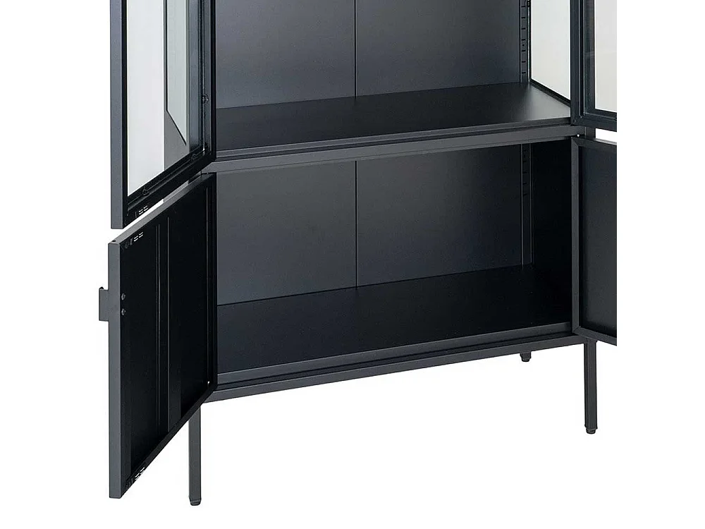 Wohnzimmervitrine Standvitrine aus Stahl in Schwarz