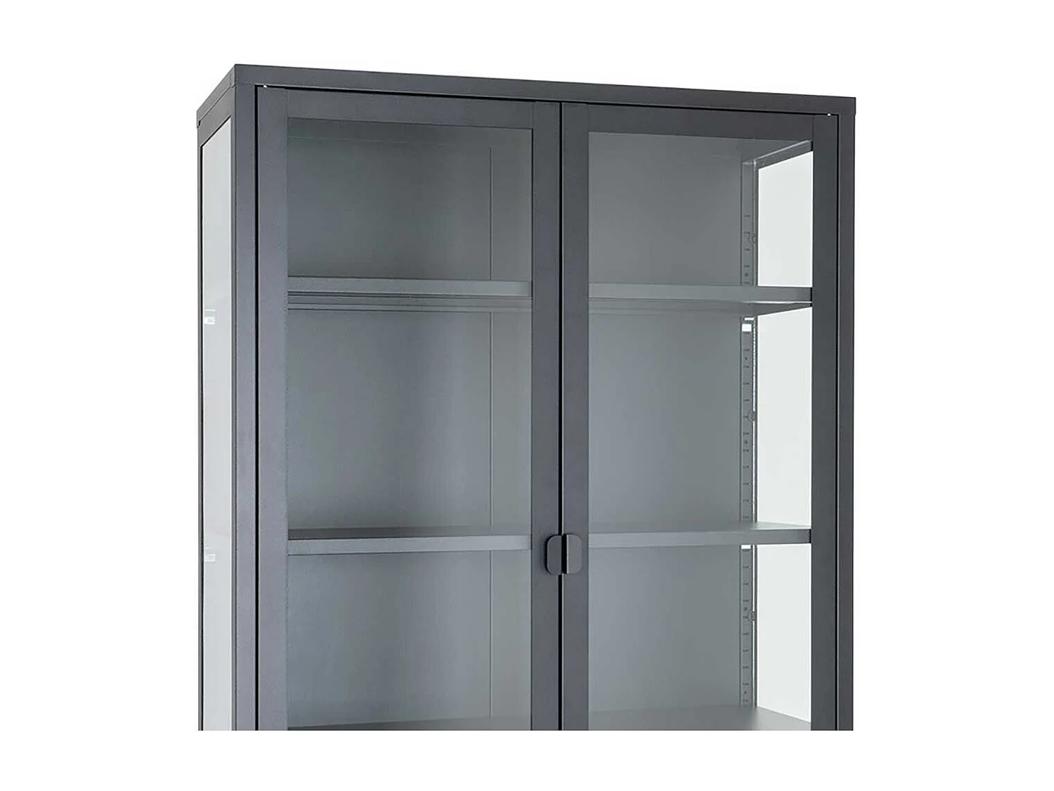 Wohnzimmervitrine Standvitrine aus Stahl in Schwarz