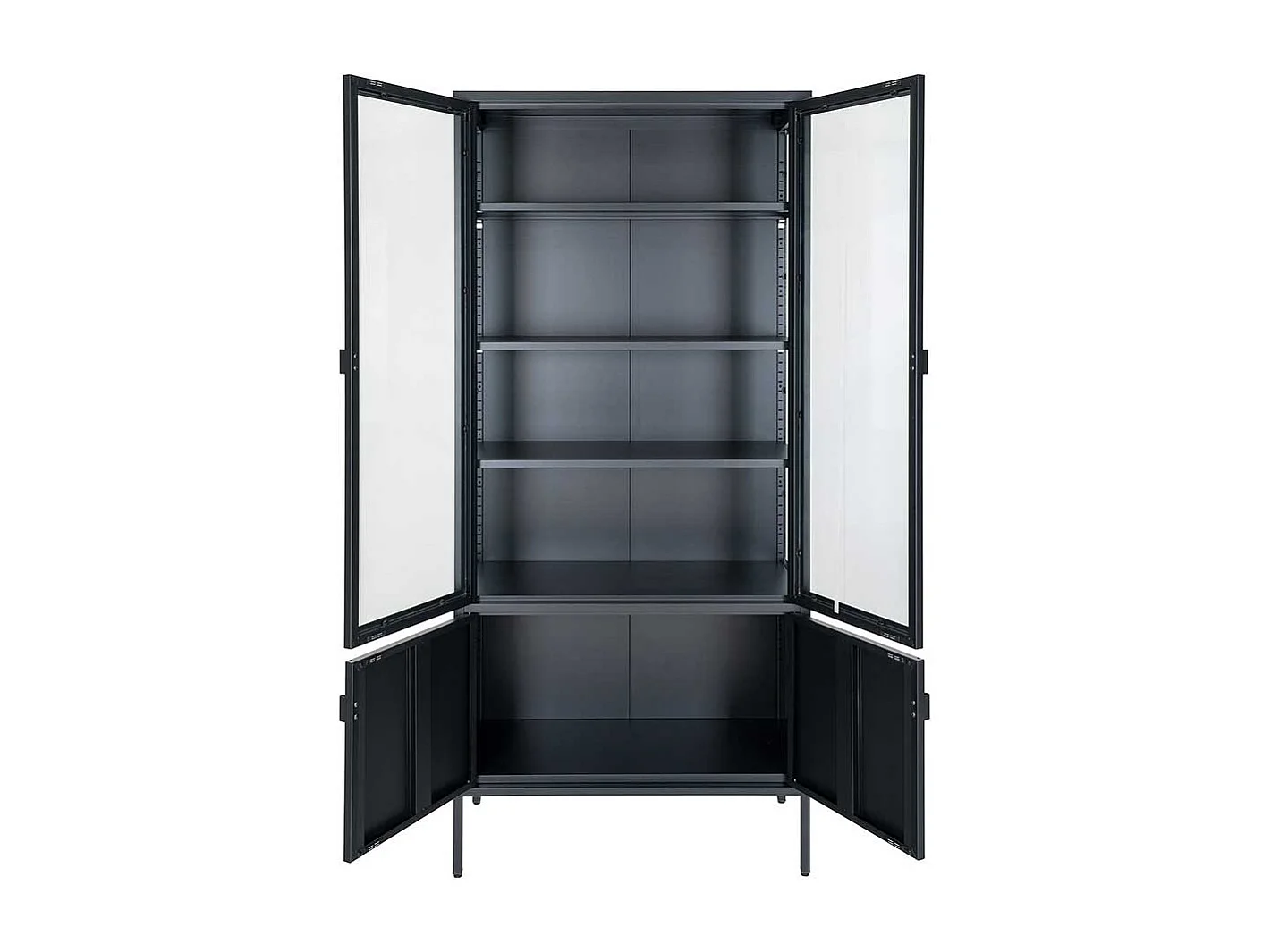 Wohnzimmervitrine Standvitrine aus Stahl in Schwarz