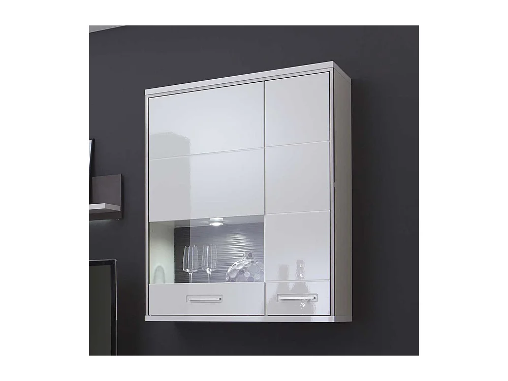 Wandvitrine in Weiß Hochglanz LED Beleuchtung