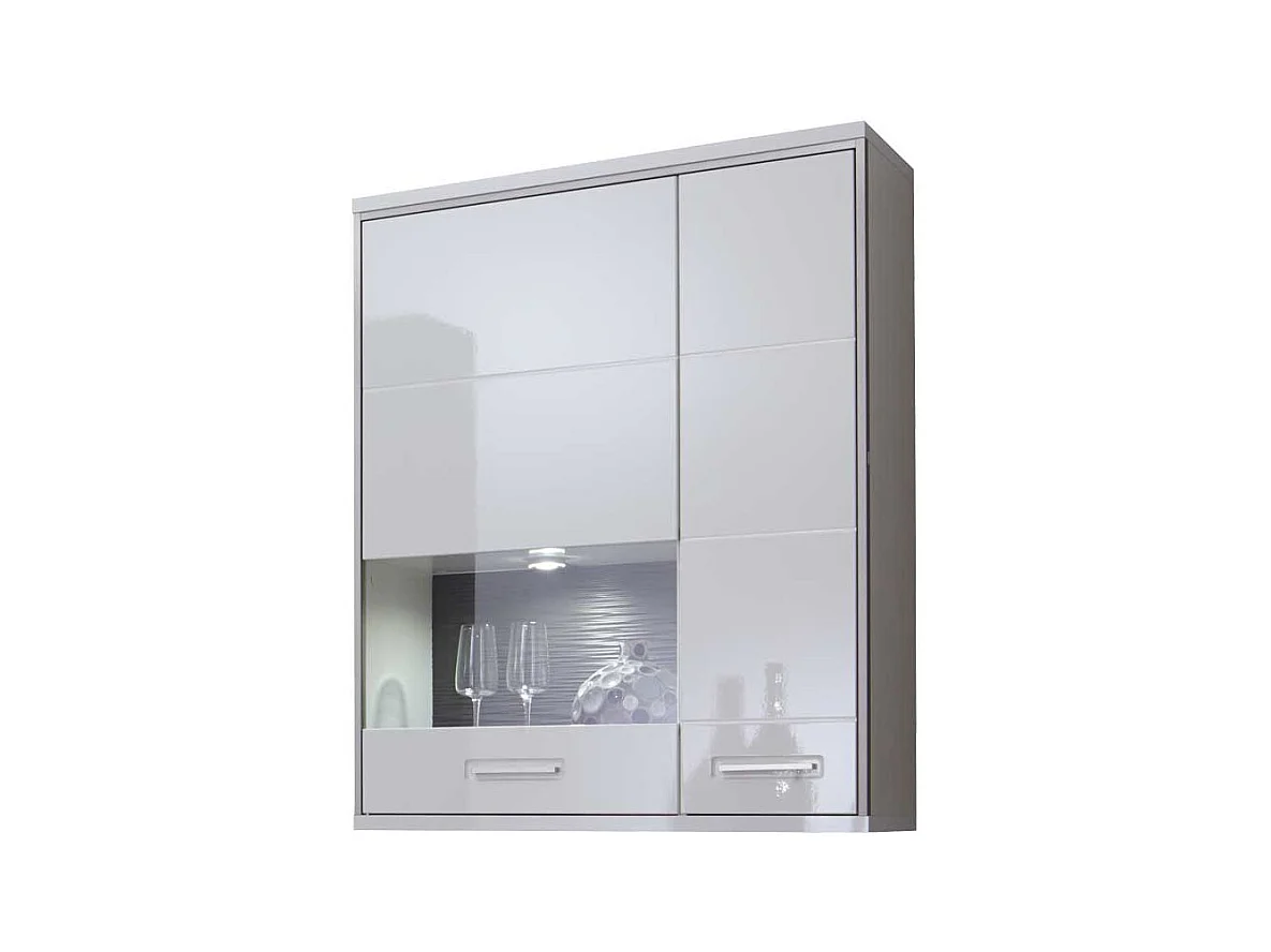 Wandvitrine in Weiß Hochglanz LED Beleuchtung