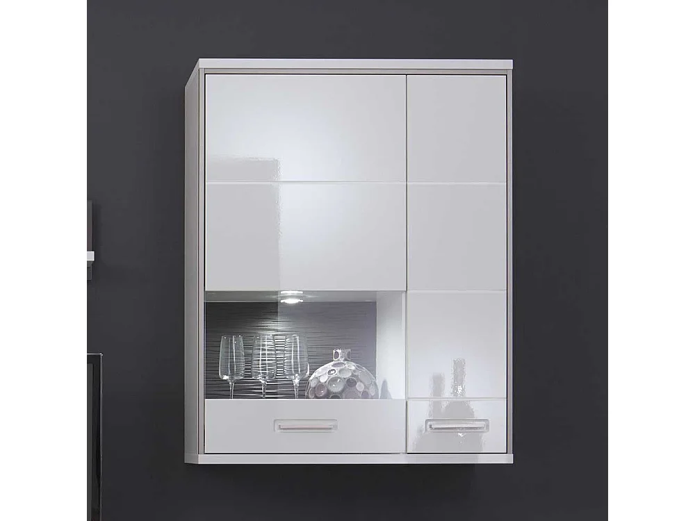Wandvitrine in Weiß Hochglanz LED Beleuchtung