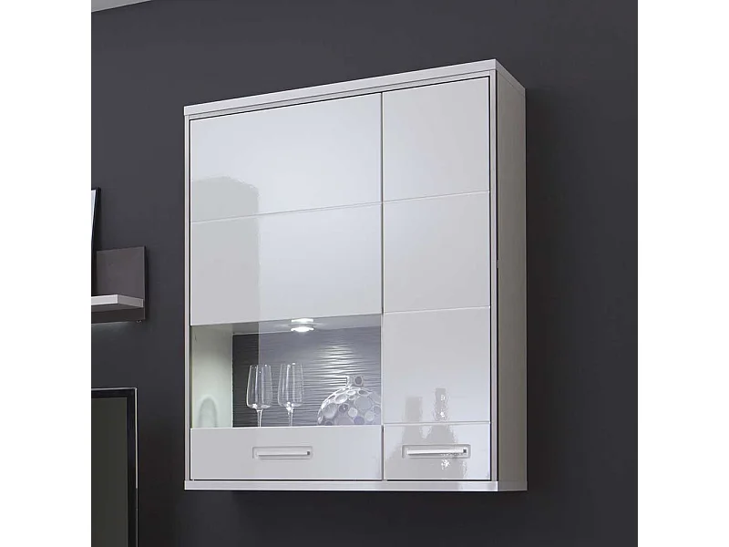 Wandvitrine in Weiß Hochglanz LED Beleuchtung