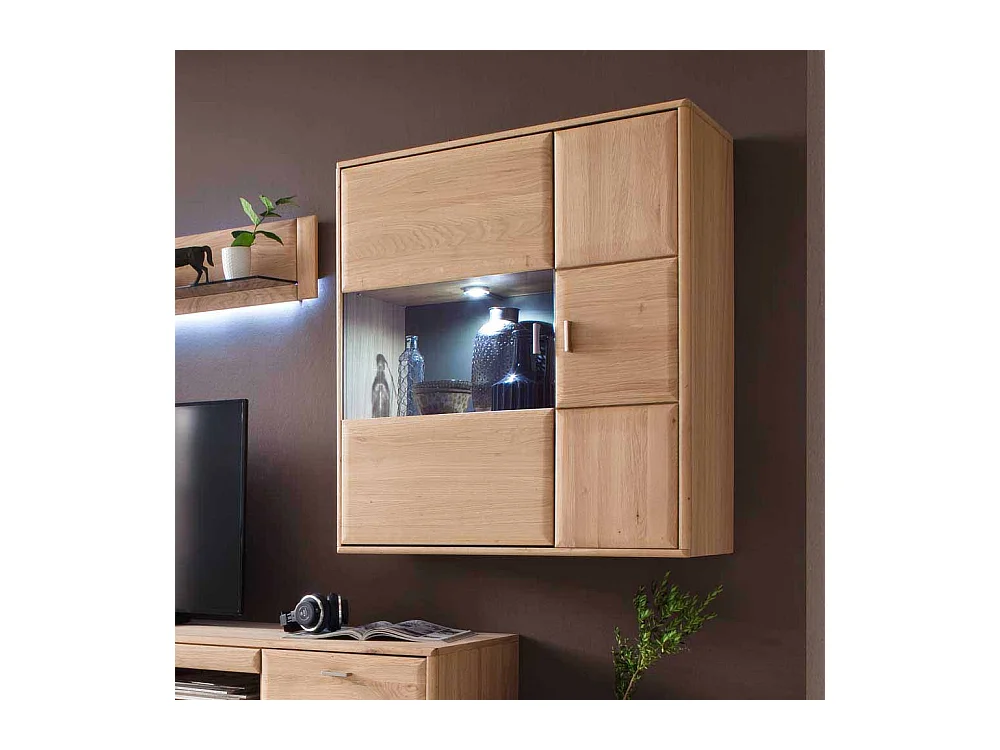 Wandvitrine aus Eiche Bianco LED Beleuchtung