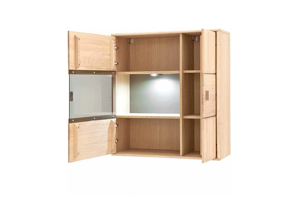 Wandvitrine aus Eiche Bianco LED Beleuchtung