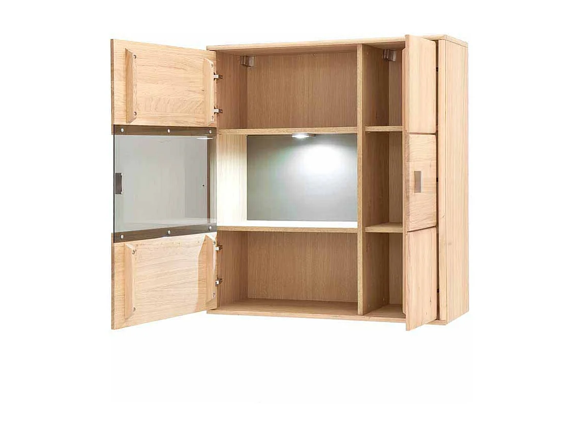 Wandvitrine aus Eiche Bianco LED Beleuchtung