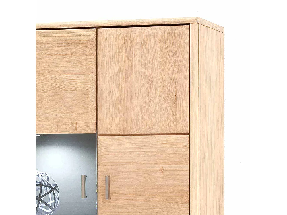 Wandvitrine aus Eiche Bianco LED Beleuchtung