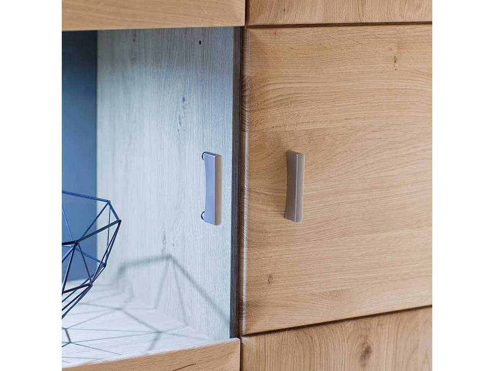 Wandvitrine aus Eiche Bianco LED Beleuchtung