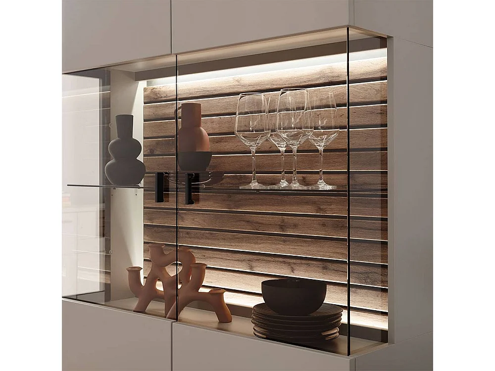 Standvitrine Wohnzimmervitrinenschrank in modernem Design 199 cm hoch
