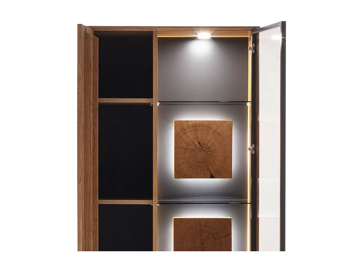 Highboard Standvitrine in Wildeichefarben mit Parsolglas