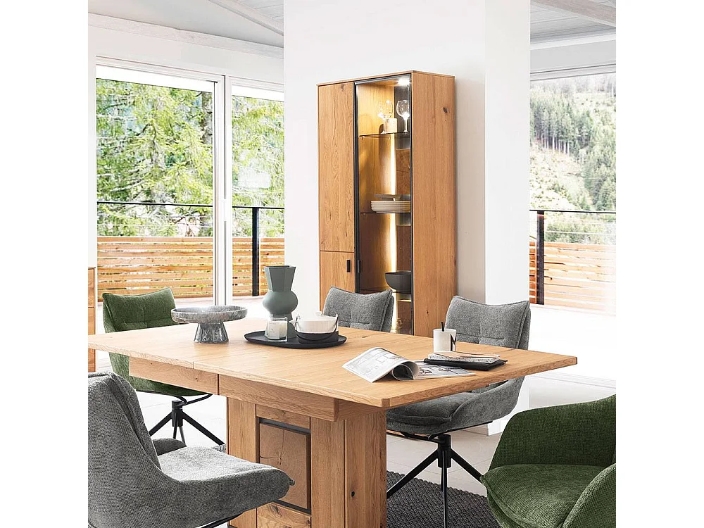 Highboard Standvitrine in Wildeichefarben mit Parsolglas