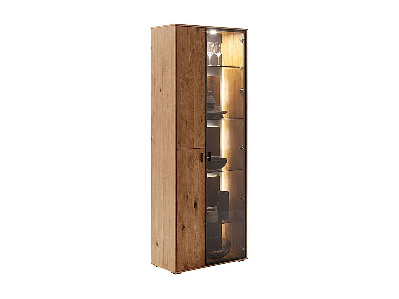 Highboard Standvitrine in Wildeichefarben mit Parsolglas