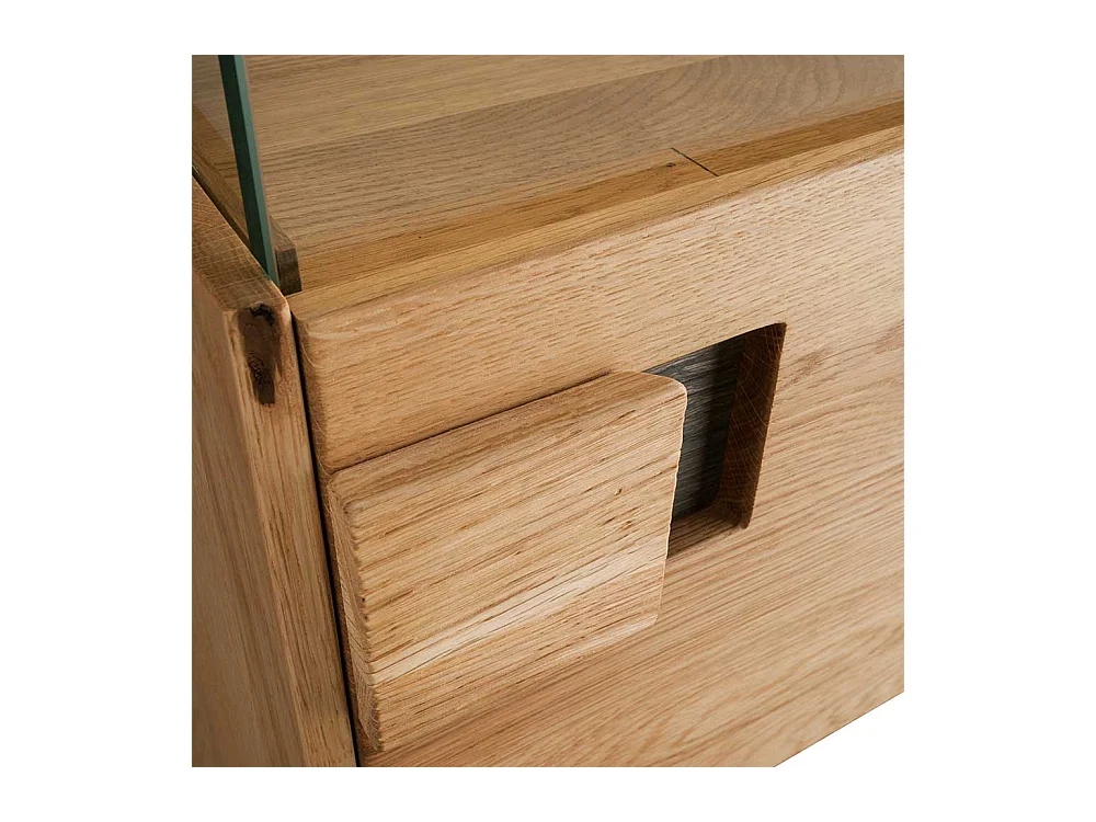 Hängevitrine aus Wildeiche und Eiche Massivholz Glaseinsatz