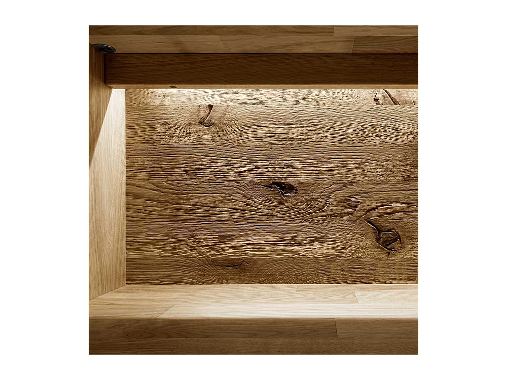 Hängevitrine aus Wildeiche und Eiche Massivholz Glaseinsatz