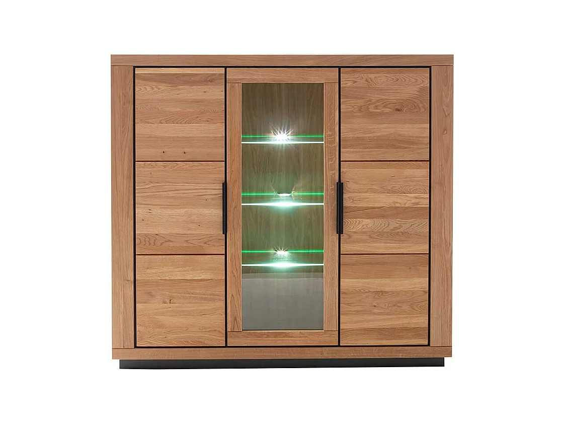 Esszimmervitrine in Wildeichefarben teilmassiver Oberfläche