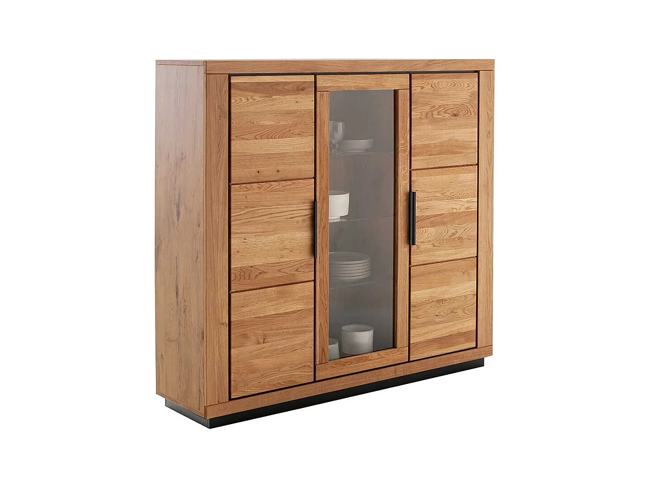 Esszimmervitrine in Wildeichefarben teilmassiver Oberfläche