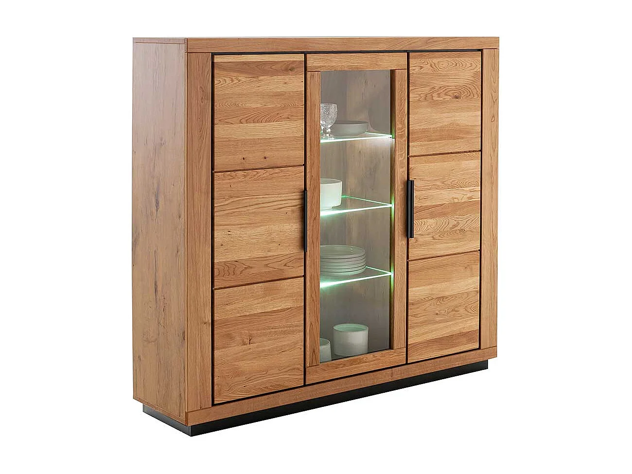 Esszimmervitrine in Wildeichefarben teilmassiver Oberfläche