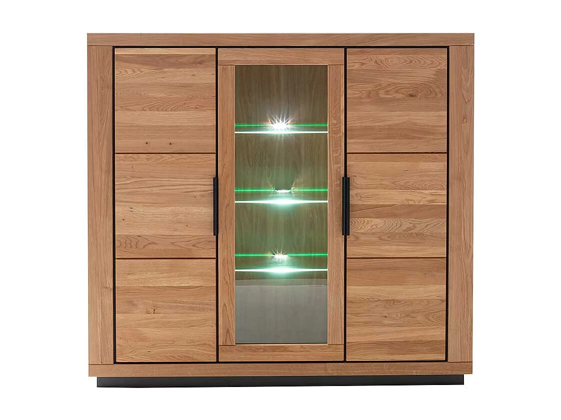 Esszimmervitrine in Wildeichefarben teilmassiver Oberfläche