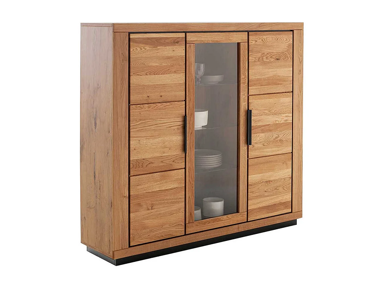 Esszimmervitrine in Wildeichefarben teilmassiver Oberfläche