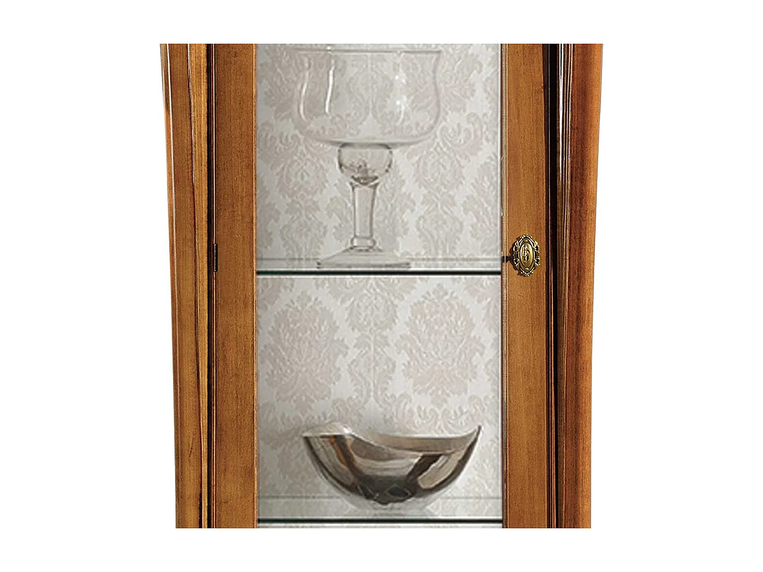 Wohnzimmervitrine in Nussbaumfarben und Weiß italienischen Stil