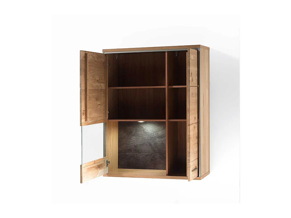 Wohnzimmer Wandvitrine mit Asteiche furniert 120 cm hoch