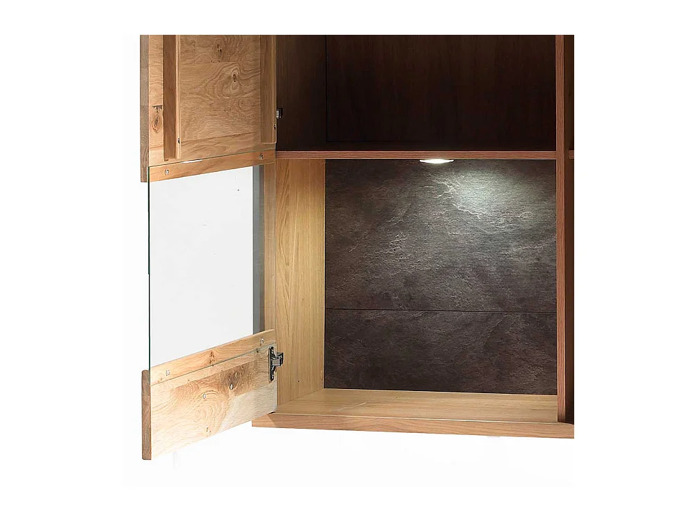 Wohnzimmer Wandvitrine mit Asteiche furniert 120 cm hoch