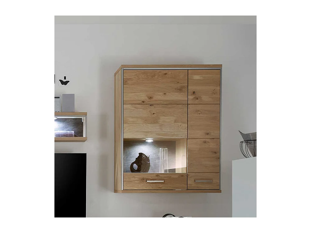 Wohnzimmer Wandvitrine mit Asteiche furniert 120 cm hoch