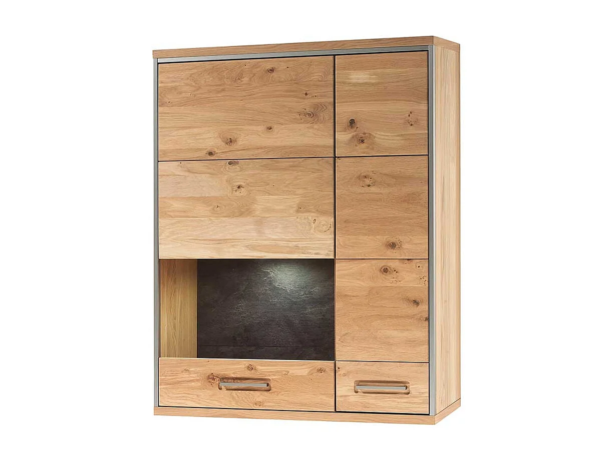 Wohnzimmer Wandvitrine mit Asteiche furniert 120 cm hoch