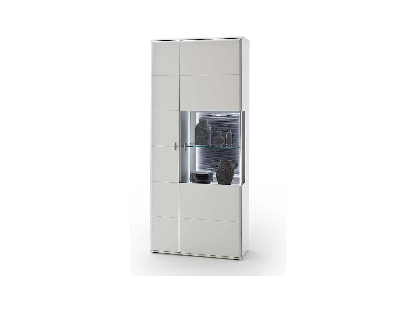 Standvitrine in Weiß und Anthrazit 90 cm breit