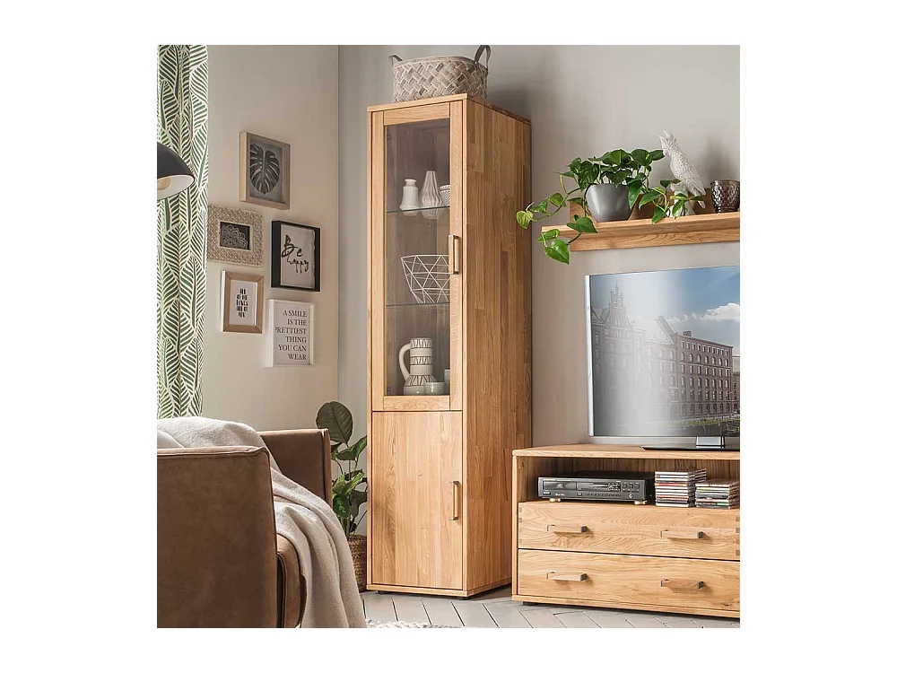 Wohnzimmervitrine aus Eiche Massivholz modern